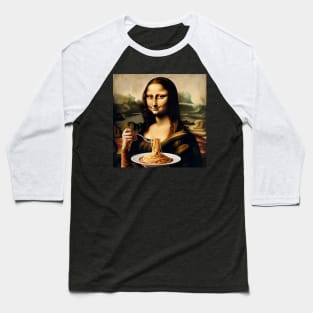 Spaghetti Smile Tee - Mona Lisa Pasta Parody for National Spaghetti Day Baseball T-Shirt